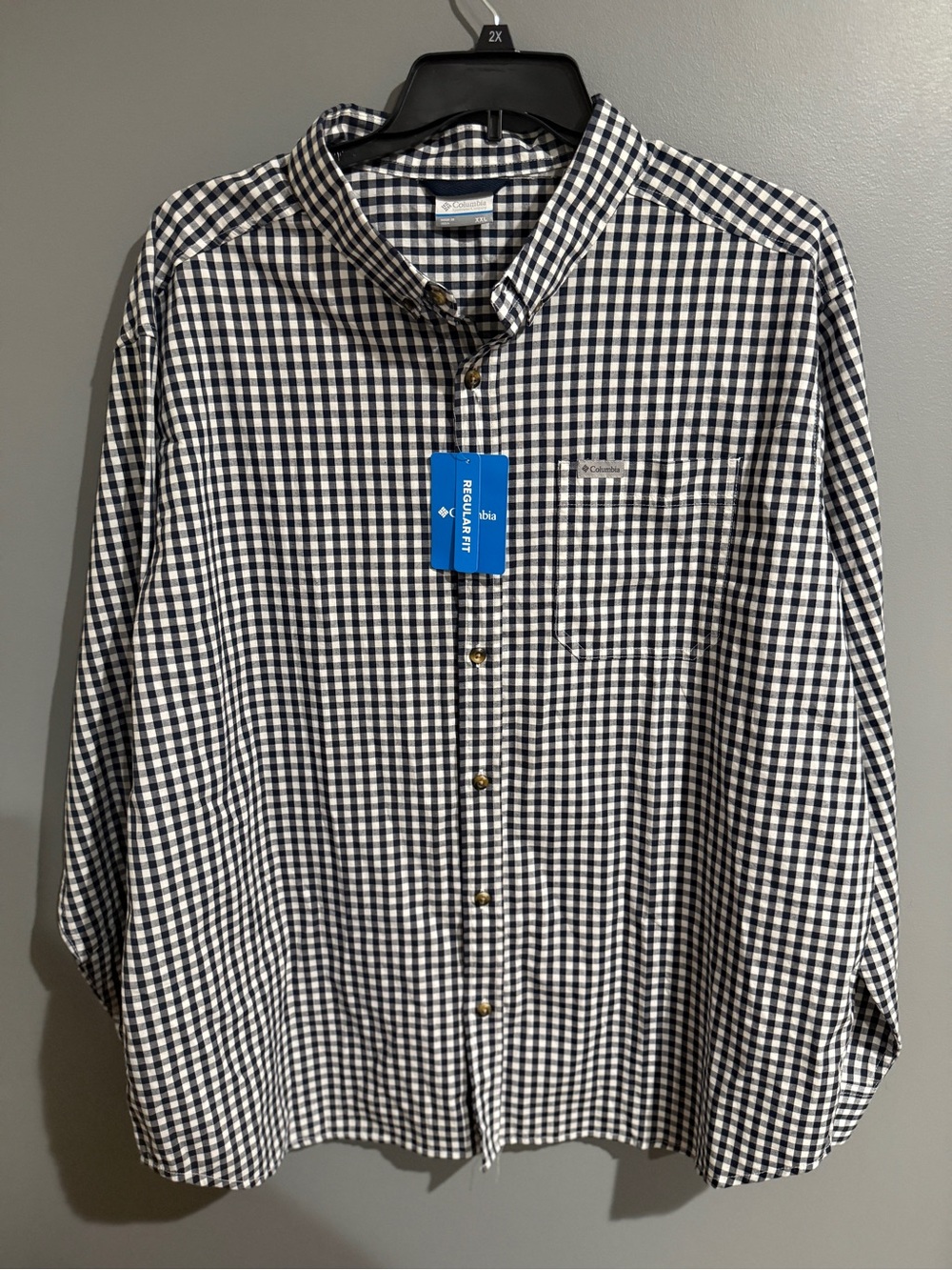 Columbia Black and White Gingham Button-Down Shirt